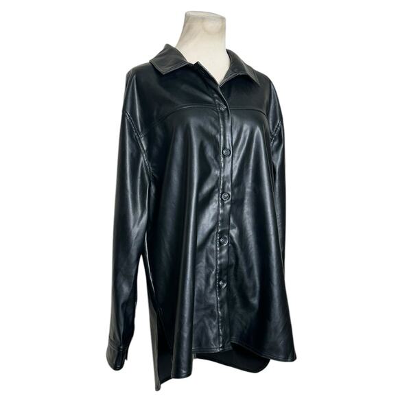 Laundry faux leather long sleeves buttoned shacket size large - Picture 10 of 10